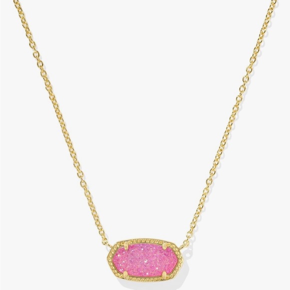 Kendra Scott Gold hot Pink Drusy Necklace new - Picture 1 of 3